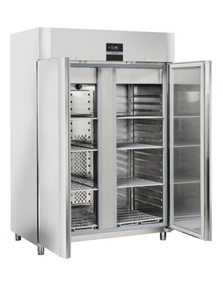 Armadio Refrigerato GN 2/1 monoblocco in Acciaio Inox a bassa temperatura con 2 porte cm 142x80x203h