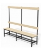 Panca da 2 metri con seduta, schienale e appendiabiti - in acciaio sez. 40 mm con traversini mm 40x20 - doghe in legno