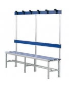 Panca in alluminio sez. mm 30x30, doghe in alluminio con inserto PVC - lunghezza 2 mt con seduta, schienale e appendiabiti