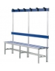 Panca in alluminio sez. mm 30x30, doghe in alluminio con inserto PVC - lunghezza 2 mt con seduta, schienale e appendiabiti