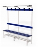 Panca alluminio 2 mt sez. tonda mm 40, doghe alluminio anodizzato, inserto PVC - con appendiabiti e schienale e mensola borsa