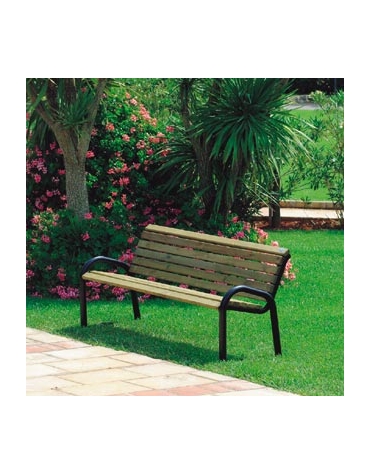 Panchina anatomica per giardino pubblico con legno di pino - dimensioni cm 175x66x77h