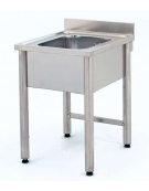 Lavatoio inox gambe tonde 1 vasca senza ripiano Cm.60x60x85/90h