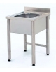 Lavatoio inox gambe tonde 1 vasca senza ripiano Cm.80x60x85/90h