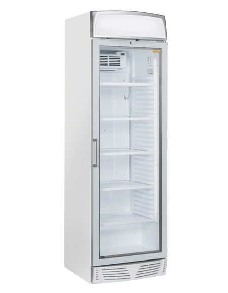 Vetrina espositore bevande verticale con opalina publicitaria - Lt. 350 - refrigerazione Roll-Bond +1°/+12°C - cm 59,5x67x196h