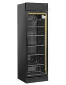 Frigorifero vetrina bibite colore nero con luce interna a led giallo - Lt. 372 - temperatura +1°/+12°C - cm 59,5x60,4x198h