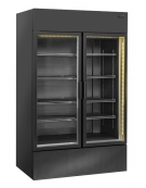 Frigorifero vetrina bibite 2 porte battenti colore nero con luce interna a led giallo - temp. +1°/+12°C - cm 120x77x203h