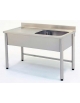 Lavatoio inox gambe tonde 1 vasca + gocciolatoio sinistro Cm.130x60x85/90h