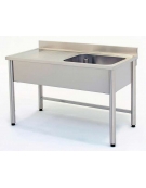 Lavatoio inox gambe tonde 1 vasca+gocc.sinistro Cm.100x70x85/90h