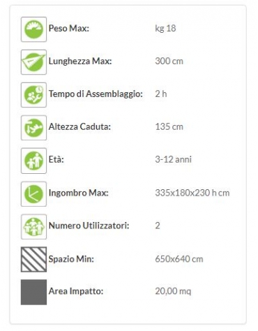 Altalena con struttura in acciaio zincato - 2 posti - Sedili Gabbia/Orsetto - Dimensioni cm 335x180x230h