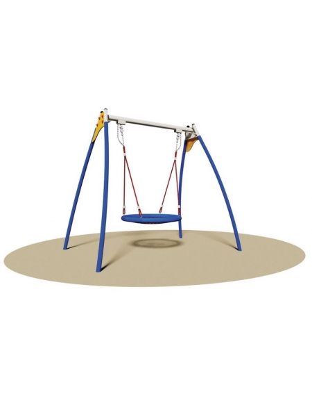 Altalena in tubo tondo di acciaio elettrozincato e verniciato con sedile a nido - Da interrare - cm 255x180x230h