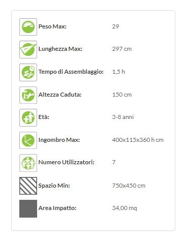 Torretta "zero legno"  salita appigli - scivolo polietilene - Dimensioni cm 400x115x360h