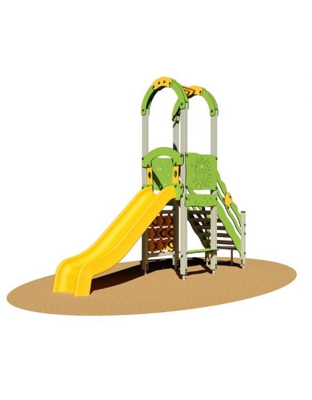 Torretta "zero legno"  salita con scala - scivolo polietilene - Dimensioni cm 465x115x360h