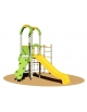 Villaggio  "zero legno" con struttura in alluminio- 1 scala con appigli,1 Torretta ,1 Scivolo in polietilene e 1 Gruppo ginnico