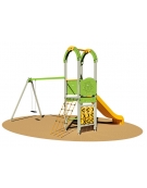 Torretta "zero legno" scala corda e altalena - scivolo polietilene - cm 440x335x360h