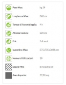 Villaggio "zero legno" scala corda, arrampicata e altalena - scivolo polietilene - cm 440x705x360h