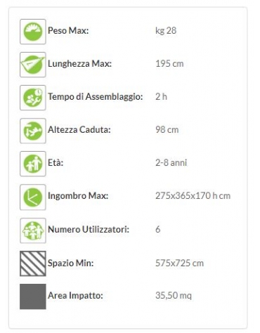 Palestrina "zero legno" - scivolo polietilene - Dim. 345x270x185h cm