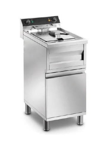 Friggitrice elettrica su mobile 1 vasche da Lt 12 TRIFASE in acciaio inox - Potenza Kw 9 - con rubinett