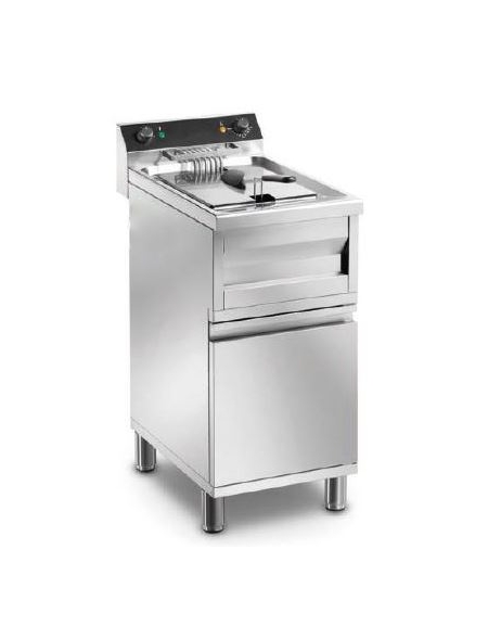 Friggitrice elettrica su mobile 1 vasche da Lt 12 TRIFASE in acciaio inox - Potenza Kw 9 - con rubinett