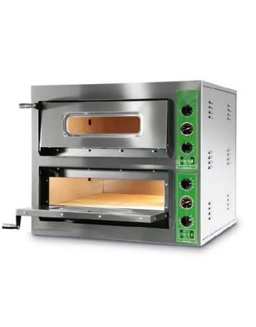 Forno per pizza elettrico professionale - 4+4 pizze ø36 - MONOFASE 2 Camere singola con vetro