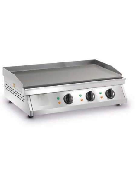 Fry top elettrico 3 zone da banco in acciaio - trifase 9 kw - piastra liscia cm 83,5x40 Fry top elettrico 3 zone da banco in acciaio - trifase 9 kw - piastra liscia cm 83,5x40