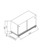 Retrobanco neutro bar - TOP INOX ESCLUSO-Struttura ed antine in legno-Predisposizione per appoggio pedana - cm 150x40x97h
