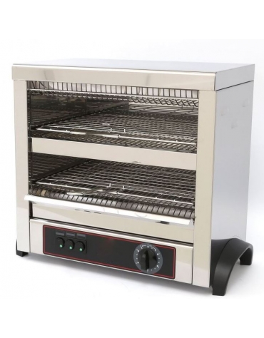 Tostapane doppio in acciaio inox con funzione timer - 240 fette orarie 2800w - resistenze al quarzo