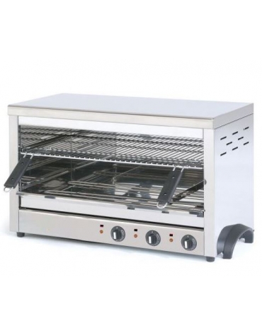 Salamandra fissa in acciaio inox - Potenza W 4700 -  Area cottura cm 65x35 - cm 80x40x45,5h