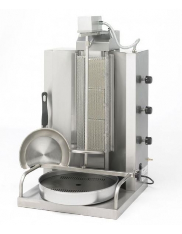 Gyros Kebab a Gas a 3 zone di cottura - Capacità carne Kg 20 - Potenza totale Kw 8,1 - cm 50x50x90h