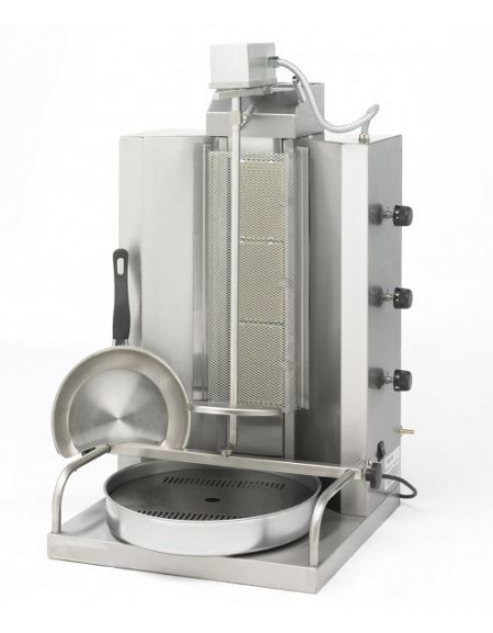 Gyros Kebab a Gas a 3 zone di cottura - Capacità carne Kg 20 - Potenza totale Kw 8,1 - cm 50x50x90h
