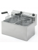 Friggitrice elettrica professionale da banco in acciaio inox 2 vasche da Lt 6+6 - MONOFASE - Potenza Kw 3,3+3,3