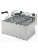 Friggitrice elettrica professionale da banco in acciaio inox 2 vasche da Lt 7+7 - TRIFASE - Potenza Kw 6+6