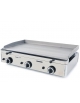 Fry top a gas da banco in acciaio inox - piastra tripla liscia in acciaio da mm 983x395 - Potenza Kw 9,3 - cm 102x50,7x23,4h