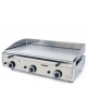Fry top a gas da banco in acciaio cromato  piastra tripla liscia 760 x 400 mm - 8,7 Kw