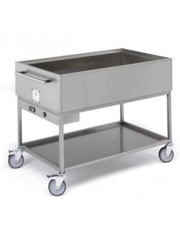 Carrello termico in acciaio inox 18/10 AISI 304 per 1 vasche GN 1/1 - termostato digitale - cm 71x45x90h