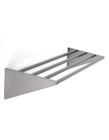 Mensola inox a parete ad un piano con tubi - Dimensione cm 120x40 - Capacità Kg 22