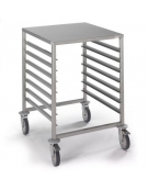 Carrello portateglie  in acciaio 18/10 AISI 304 - guide a "C" - 7 teglie GN 2/1 - ripiano superiore