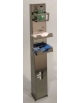 Piantana inox per dispenser igienizzante mani - Con alloggio porta guanti e bidone guanti usati - cm 35x25x1