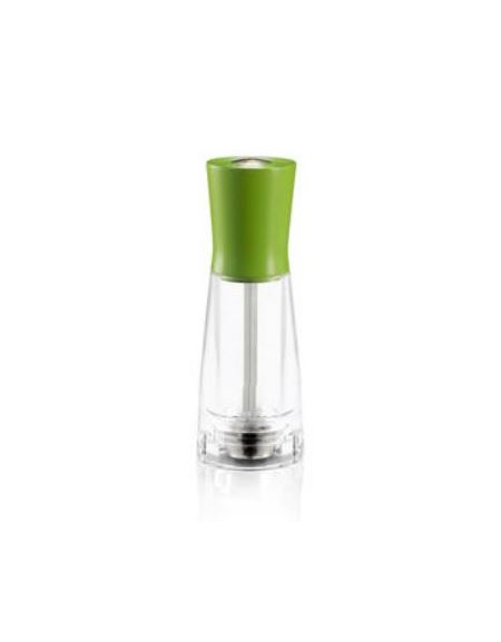 Macinapepe manuale in metacrilato e tappo in legno - macine in acciaio - Altezza 15 cm - Colore Verde