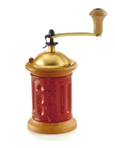 Macinacaffè classico manuale in legno - Capacità 100 gr - 14x9,5x21,5 cm - Colore Rosso