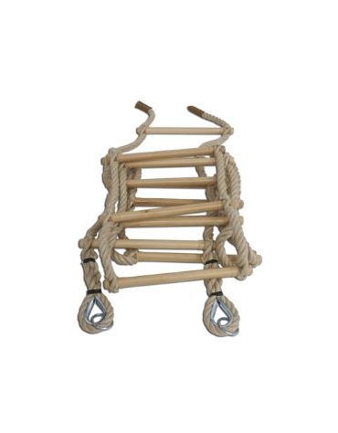 Scala a corda di canapa con pioli di faggio - Lunghezza mt 6 - Diametro mm 30