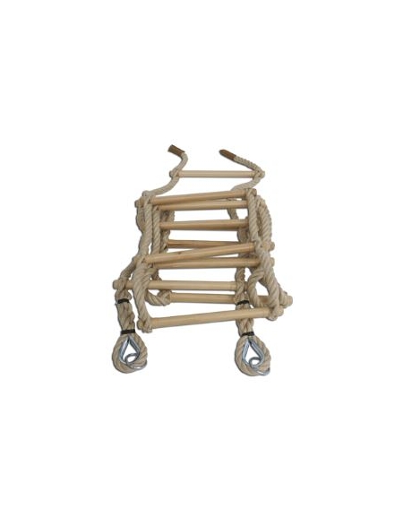 Scala a corda di canapa con pioli di faggio - Lunghezza mt 6 - Diametro mm 30