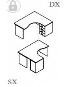 Scrivania Workstation Dx-Sx forma a L con cassettiera - spessore piano mm 25 - cm 160x160x74h