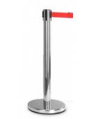 Asta inox lucido con nastro avvolgibile mt.2 Rosso. Altezza 100 cm.