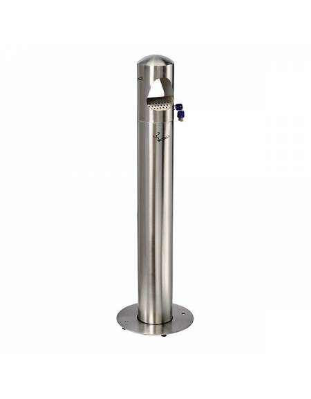 Posacenere a colonna autoestinguente in acciaio inox satinato