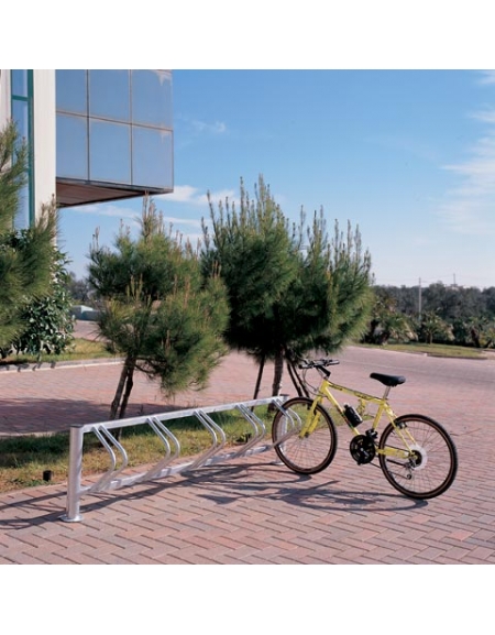 Portabici rastrelliera per bicicletta da terra a cinque posti in metallo  acciaio zincato - cm 220x30x55h