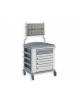 Carrello medicazione standard  a 4 cassetti con un dispenser rialzato contenente 10 cassettini.- cm 91,1x70,4x107,5h