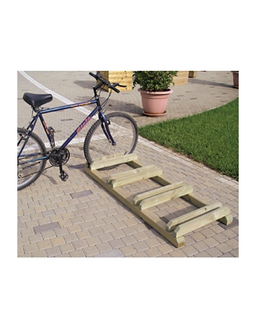 Portabici in legno di pino nordico 4 posti  / Rastrelliera per bici - dimensioni cm 149x59x14h
