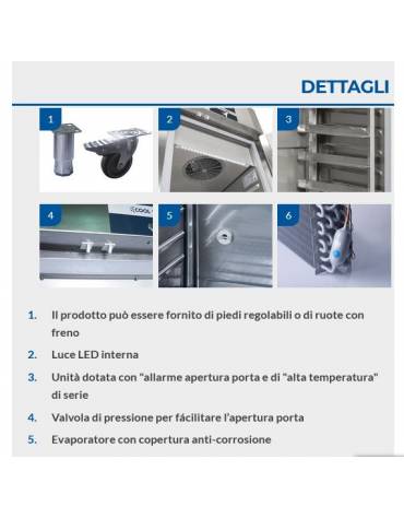 Armadio refrigerato per pasticceria, in acciaio inox AISi 304, refrigerazione ventilata - cm 148x82.8x205h