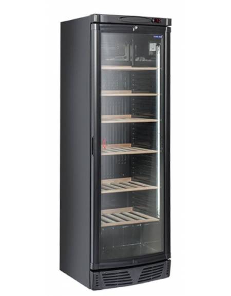 Cantina vino refrigerata - colore nero - 80 bottiglie - refrigerazione Roll-Bond con ventilatore +7°/+18°C - mm 595x660x1845h